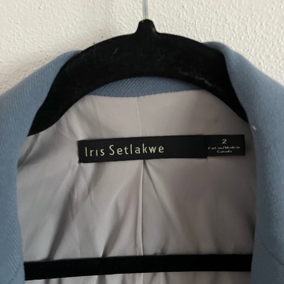 Iris Setlawke Baby Blue Linen Cotton Blend Blazer, size 2 - Picture 4 of 8